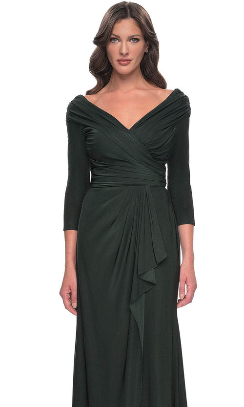 La Femme 30845 Ruched Long Sleeve Evening Dress