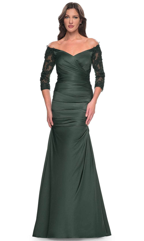 La Femme 30853 Trumpet Satin Evening Dress