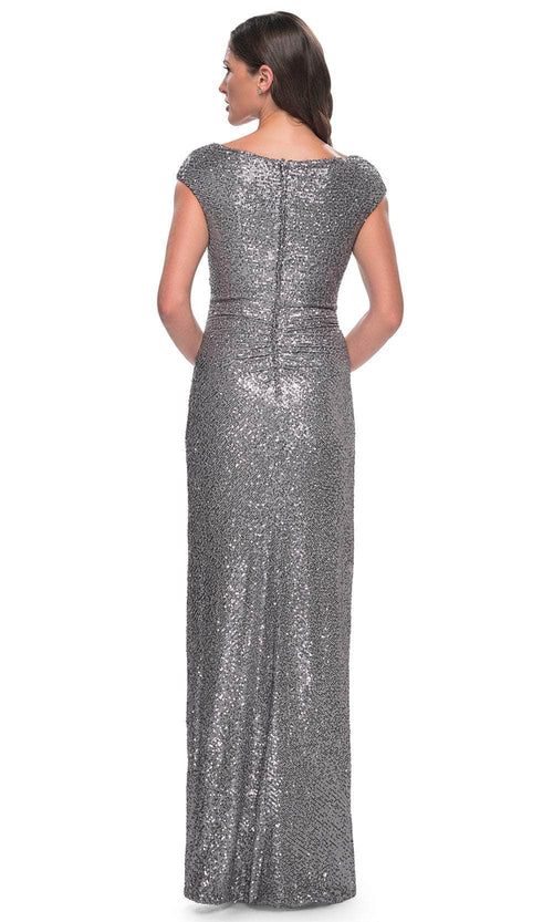 La Femme 30865 Ruched Sequin Evening Dress