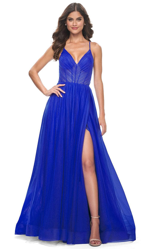 La Femme 31457 Spaghetti Strap Tulle A-Line Prom Dress