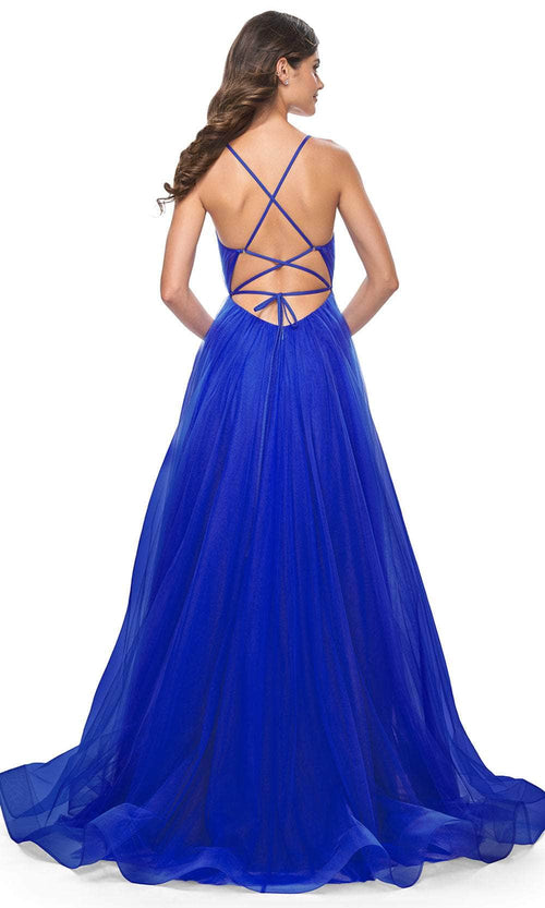 La Femme 31457 Spaghetti Strap Tulle A-Line Prom Dress