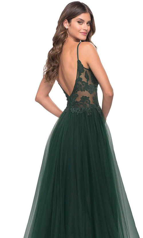 La Femme 31507 Lace High Slit Prom Dress