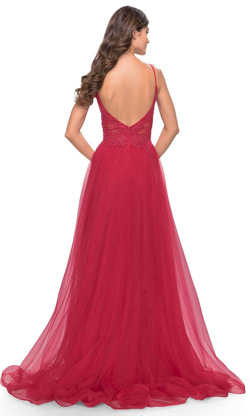 La Femme 31507 Lace High Slit Prom Dress