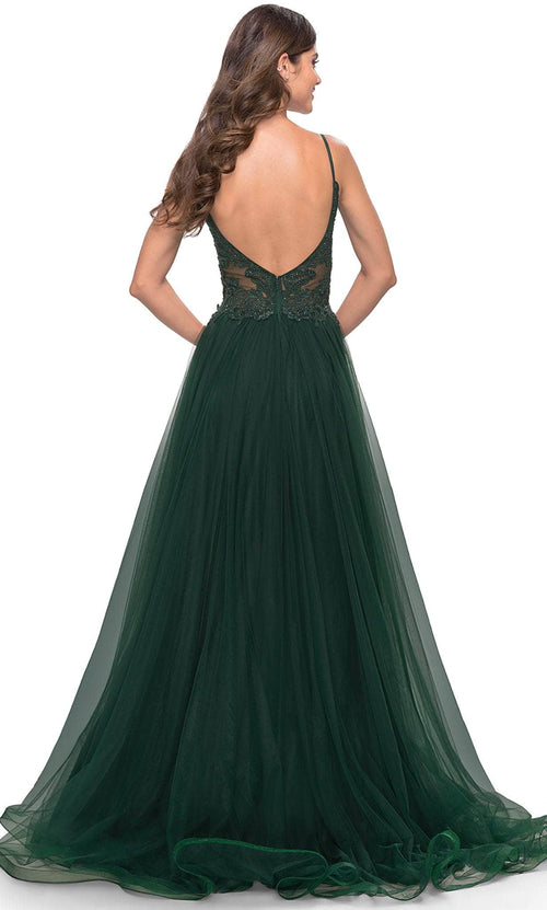 La Femme 31507 Lace High Slit Prom Dress