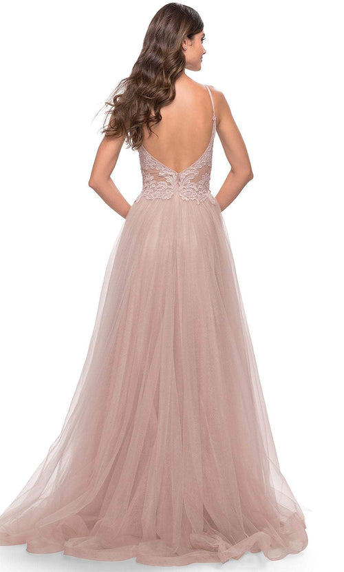 La Femme 31507 Lace High Slit Prom Dress