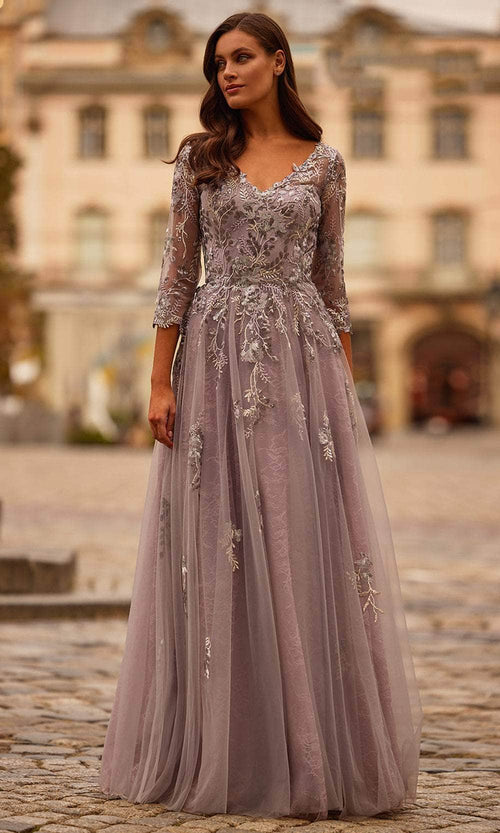 La Femme 31717 Lace Bodice Evening Gown