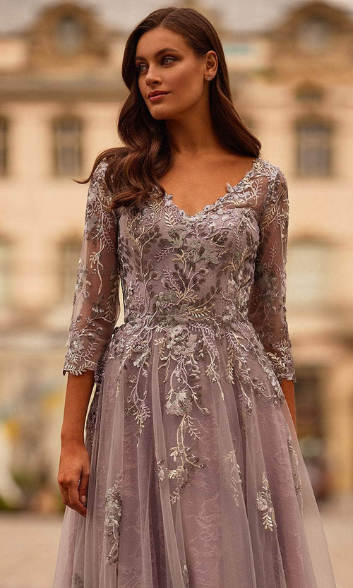 La Femme 31717 Lace Bodice Evening Gown