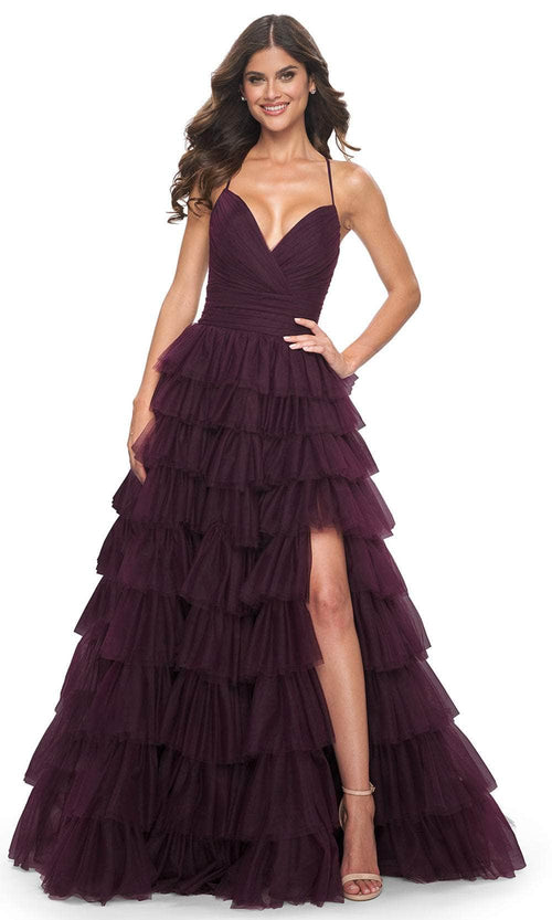 La Femme 32086 Surplice V-Neck Ruffled Prom Dress