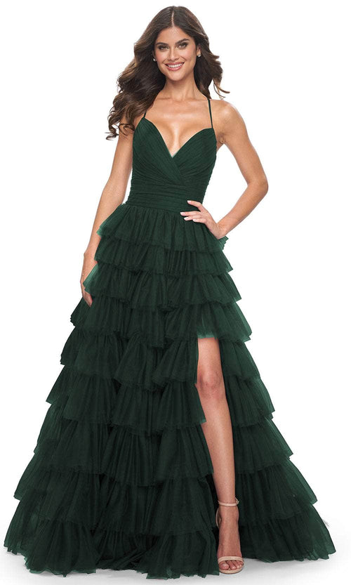 La Femme 32086 Surplice V-Neck Ruffled Prom Dress