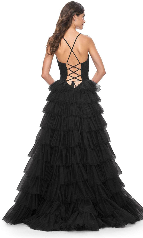 La Femme 32086 Surplice V-Neck Ruffled Prom Dress