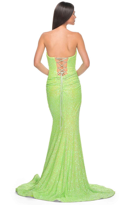 La Femme 32092 Sweetheart Ruched Sequin Prom Gown