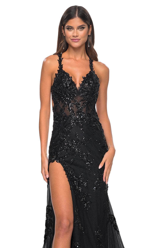 La Femme 32107 Crisscross Back Embellished Prom Gown