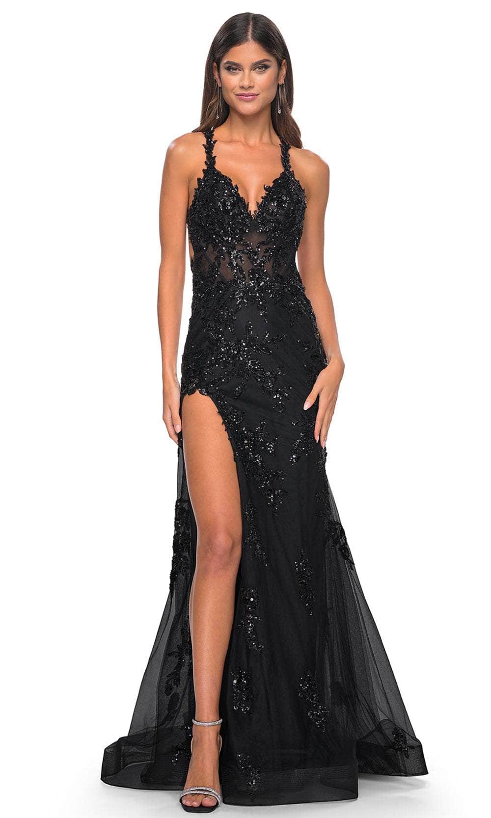La Femme 32107 Crisscross Back Embellished Prom Gown