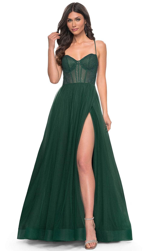 La Femme 32135 Fishnet Bodice Prom Dress