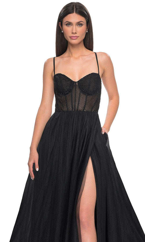 La Femme 32135 Fishnet Bodice Prom Dress