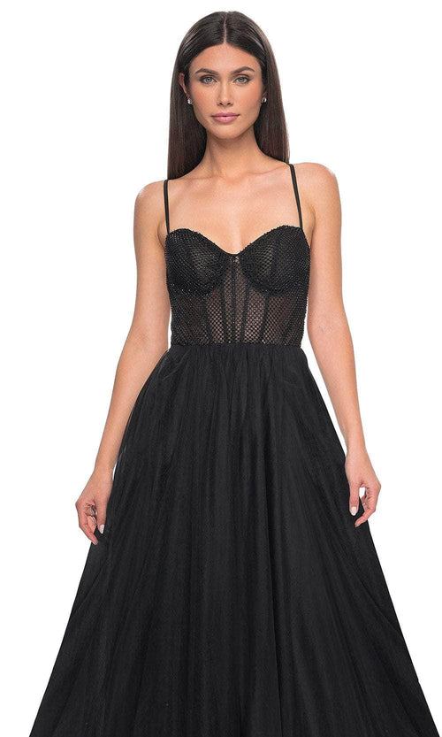 La Femme 32135 Fishnet Bodice Prom Dress