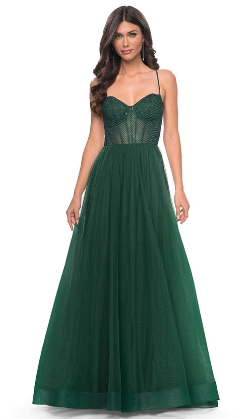 La Femme 32135 Fishnet Bodice Prom Dress