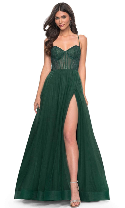 La Femme 32135 Fishnet Bodice Prom Dress
