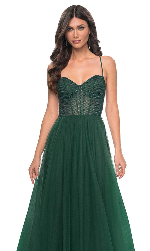 La Femme 32135 Fishnet Bodice Prom Dress