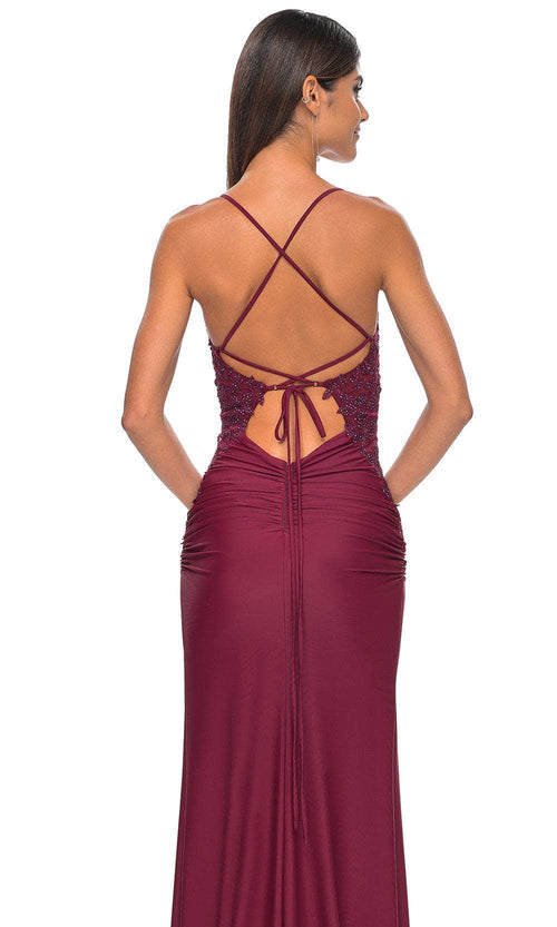 La Femme 32139 Illusion Floral Prom Dress