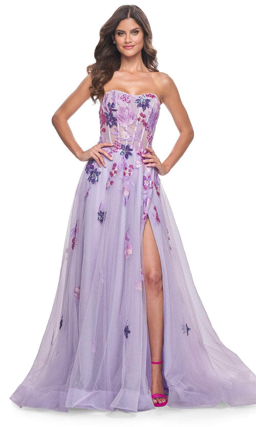 La Femme 32156 Strapless Sequin Embellished Prom Gown