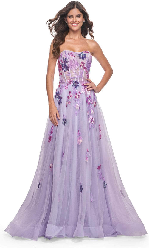 La Femme 32156 Strapless Sequin Embellished Prom Gown