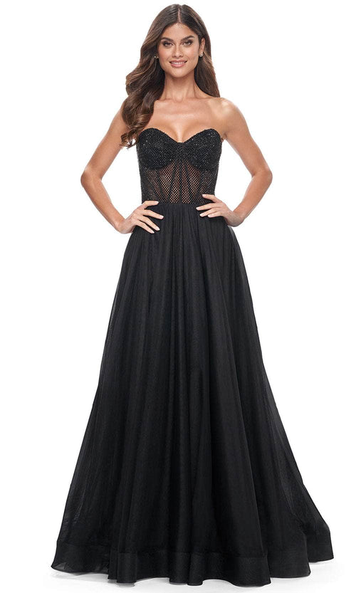 La Femme 32216 Fishnet A-Line Prom Dress