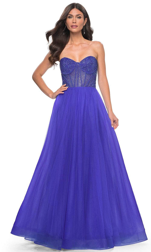 La Femme 32216 Fishnet A-Line Prom Dress