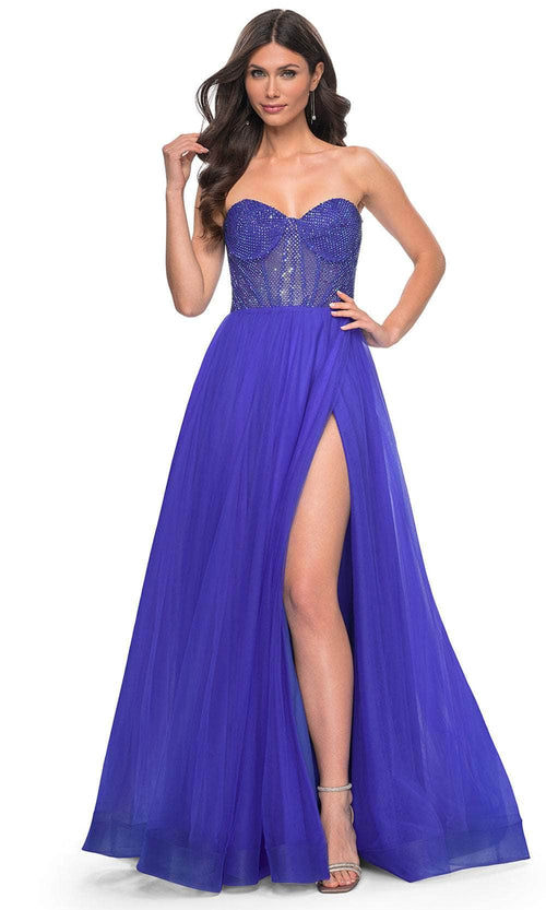 La Femme 32216 Fishnet A-Line Prom Dress