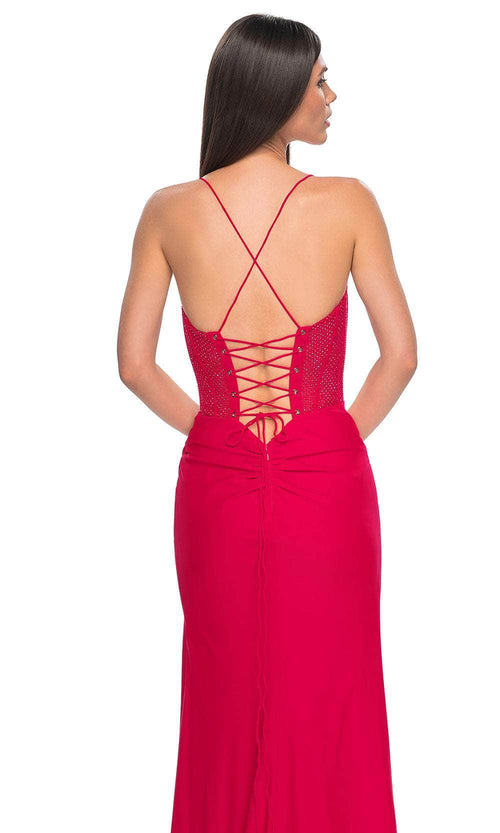 La Femme 32230 Rhinestone Illusion Bustier Prom Gown