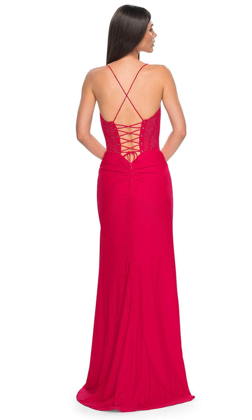 La Femme 32230 Rhinestone Illusion Bustier Prom Gown