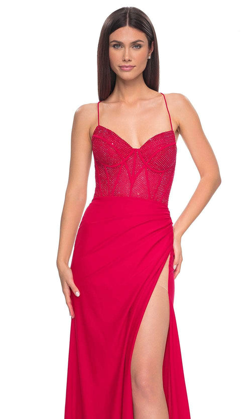 La Femme 32230 Rhinestone Illusion Bustier Prom Gown