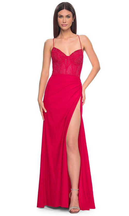 La Femme 32230 Rhinestone Illusion Bustier Prom Gown
