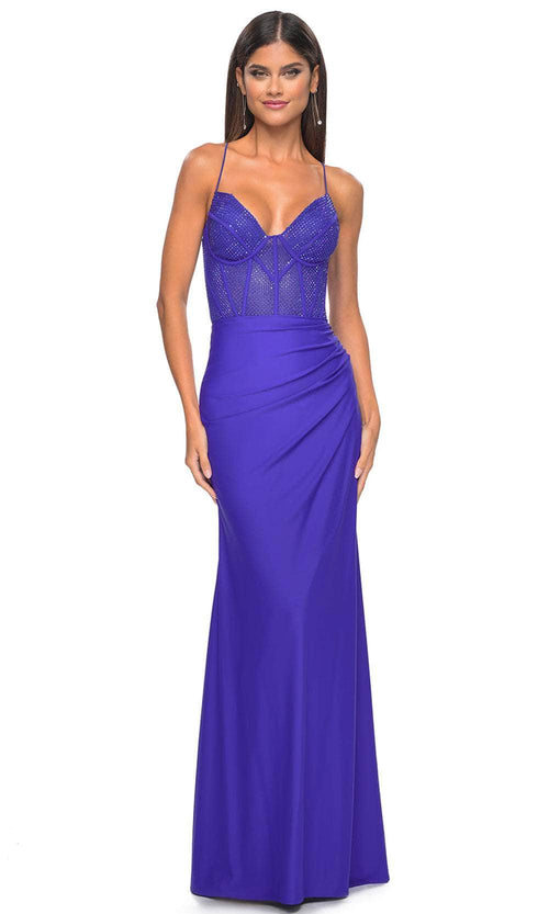 La Femme 32230 Rhinestone Illusion Bustier Prom Gown