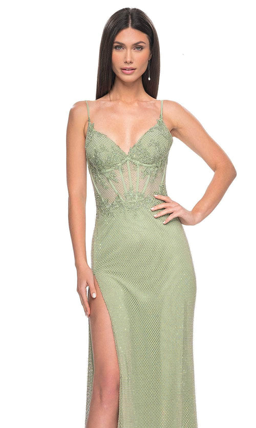 La Femme 32236 Rhinestone Fishnet Prom Dress