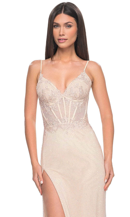 La Femme 32236 Rhinestone Fishnet Prom Dress