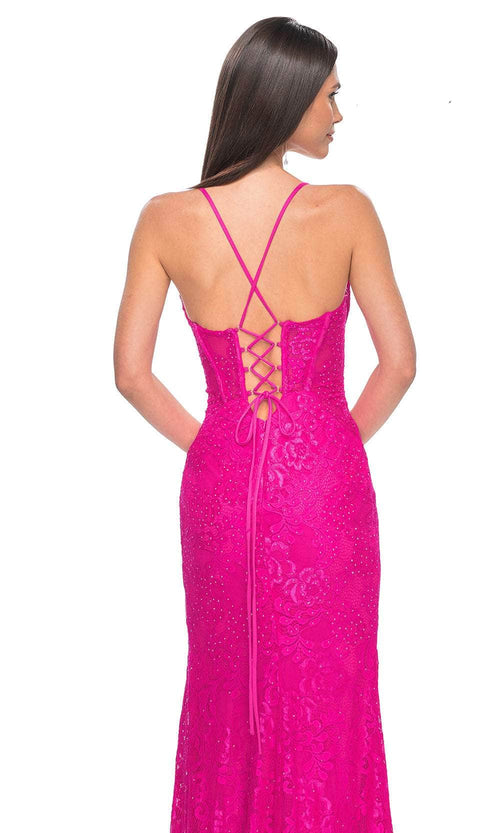 La Femme 32248 Lace High Slit Prom Dress