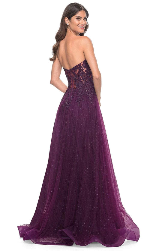 La Femme 32253 Embroidered Strapless A-Line Prom Gown