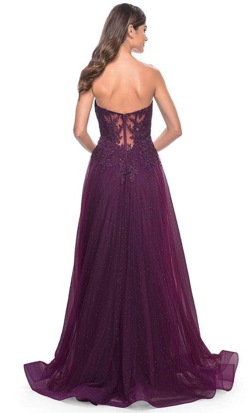 La Femme 32253 Embroidered Strapless A-Line Prom Gown
