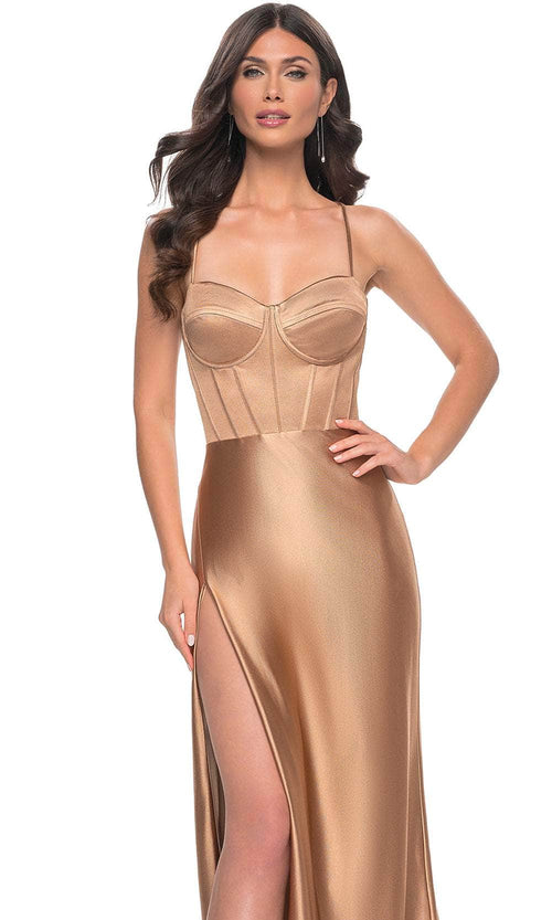 La Femme 32264 Satin Bustier Prom Dress