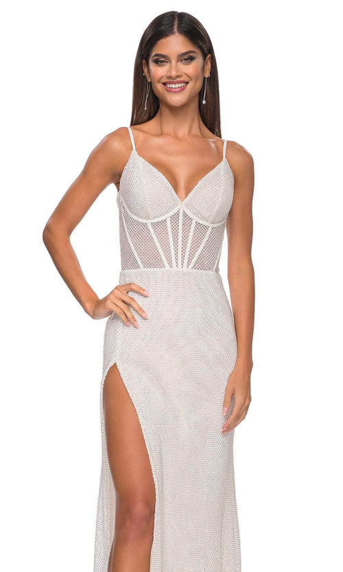 La Femme 32285 Fishnet Corset Prom Dress