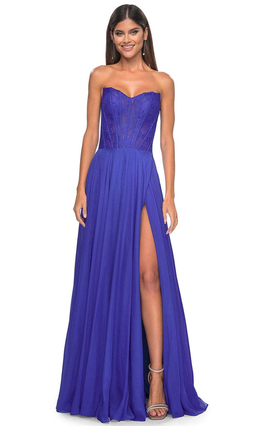 La Femme 32311 Sweetheart Lace Sheer Bodice Prom Dress