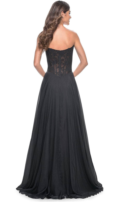 La Femme 32311 Sweetheart Lace Sheer Bodice Prom Dress