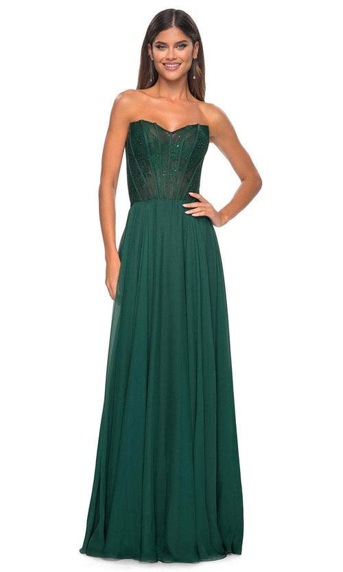 La Femme 32311 Sweetheart Lace Sheer Bodice Prom Dress