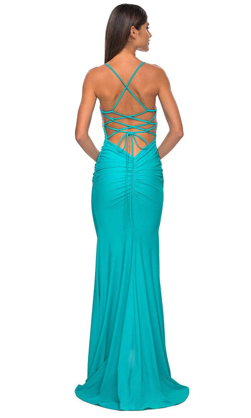 La Femme 32320 Draped Metallic Prom Dress