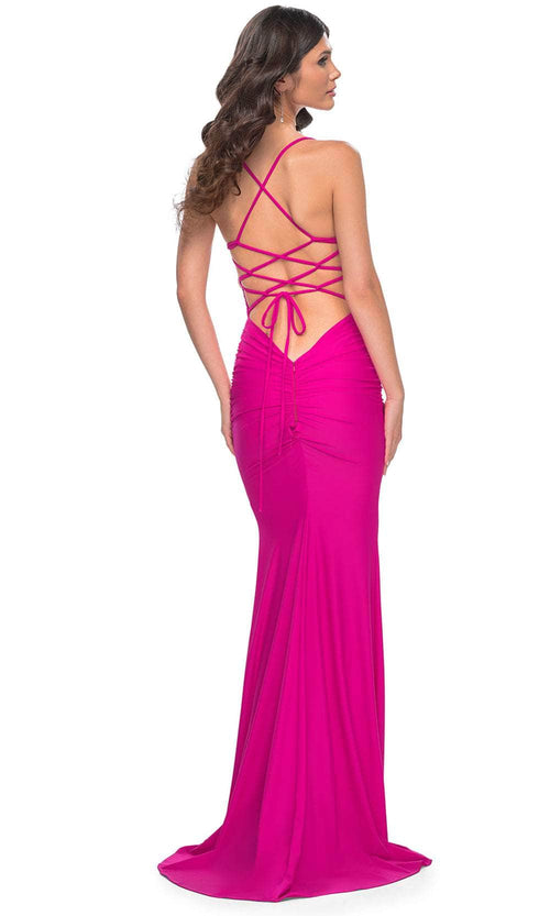La Femme 32320 Draped Metallic Prom Dress