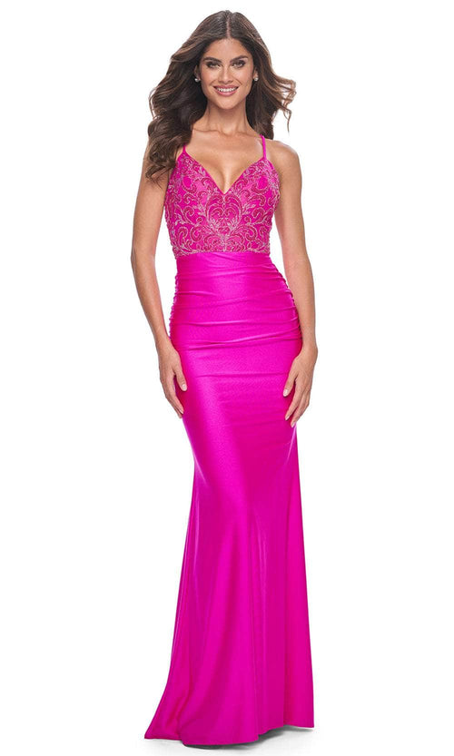La Femme 32324 Bead Embellished V-Neck Prom Gown