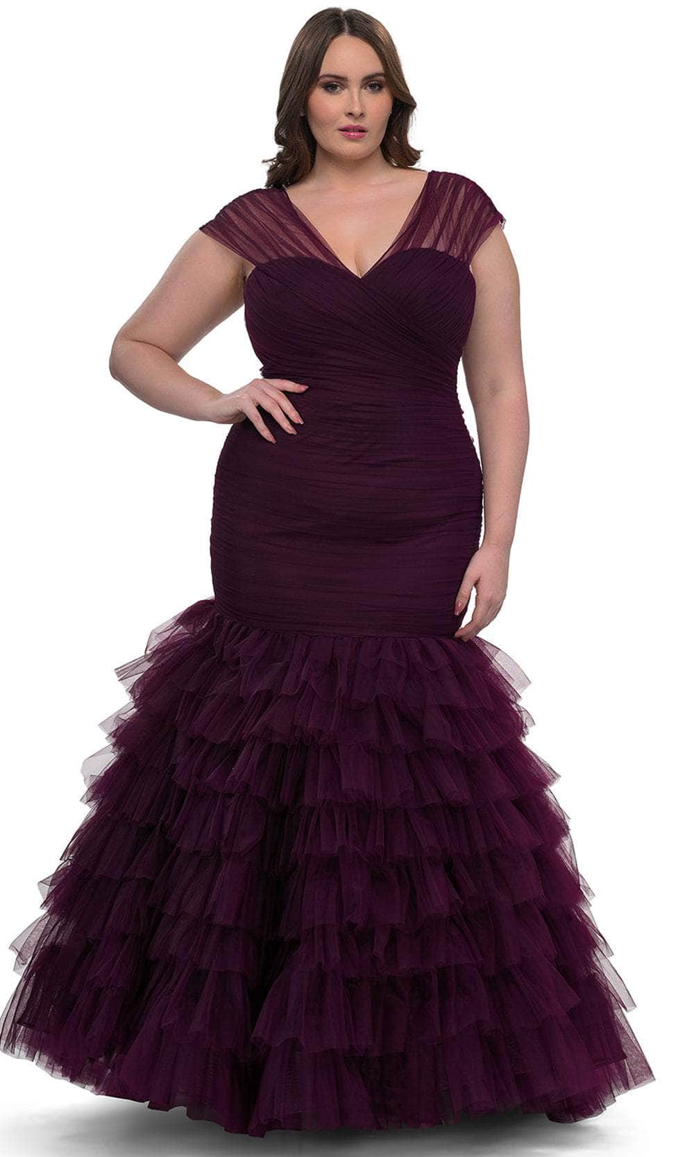 La Femme 32389 Tiered Ruffle Mermaid Evening Gown