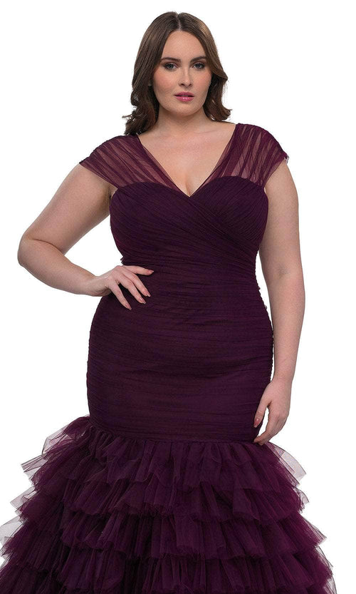 La Femme 32389 Tiered Ruffle Mermaid Evening Gown