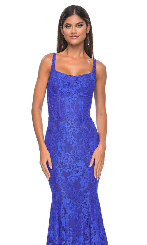 La Femme 32420 Floral Lace Scoop Neck Prom Gown